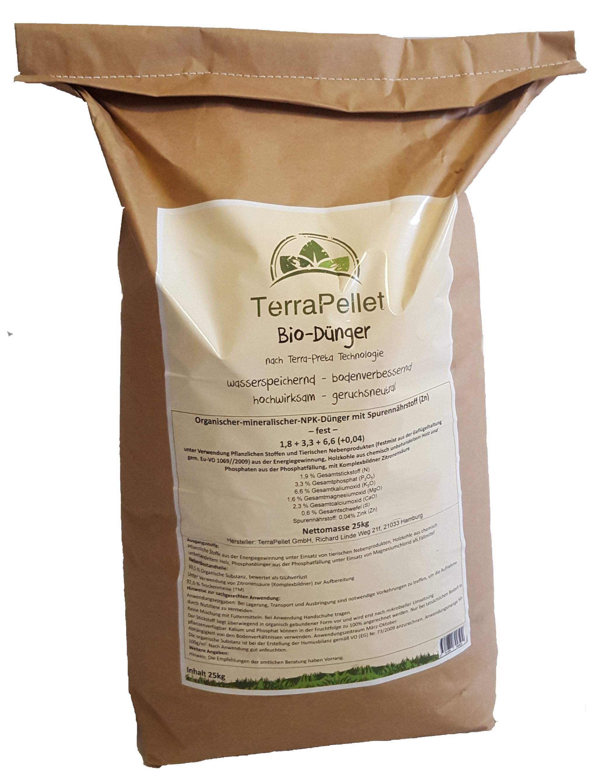 TerraPellet Bio-Dünger 25 kg (Sack) – TerraPellet GmbH